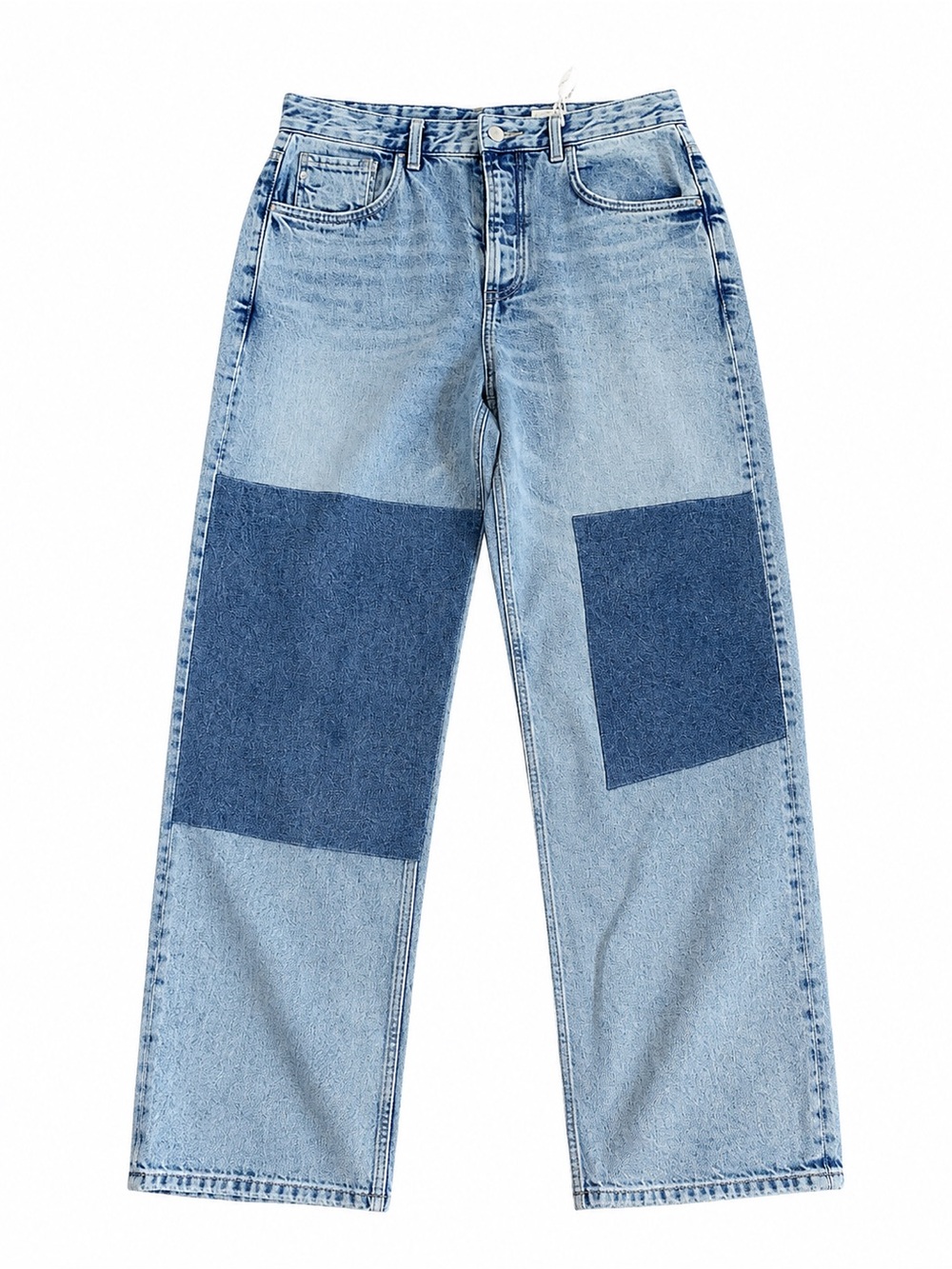 AG Adriano Goldschmied Patchwork Button Fly Straight Leg Jeans 30 NWT